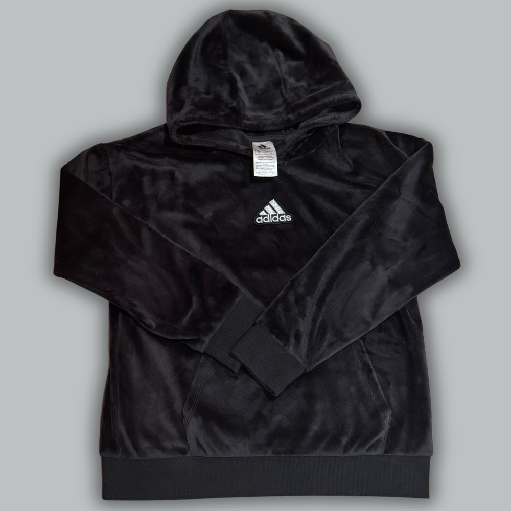 Adidas Girls Black Pullover Fleece Cozy Hoodie (Super Soft!)